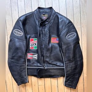 Vanson Men’s Motorcycle Jacket heavy leather with reflective piping